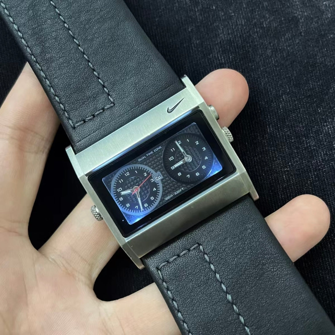 Nike Oregon WA0054 – Rare Men’s Double Analog Stainless Steel & Leather Watch