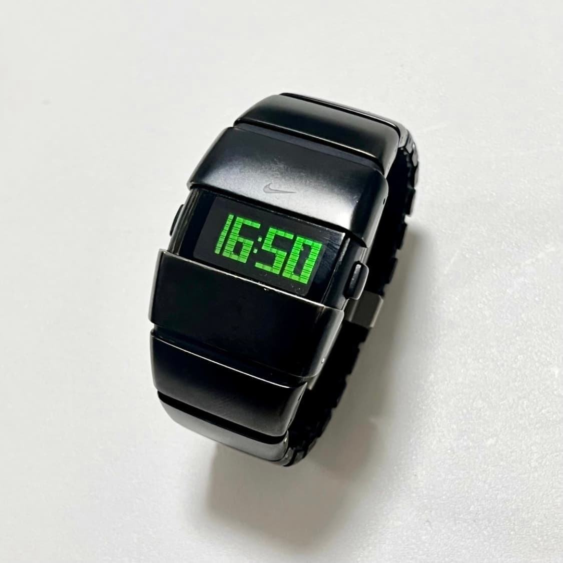 Early 2000's Nike D-Line Black Stainless-Steel Digital Watch