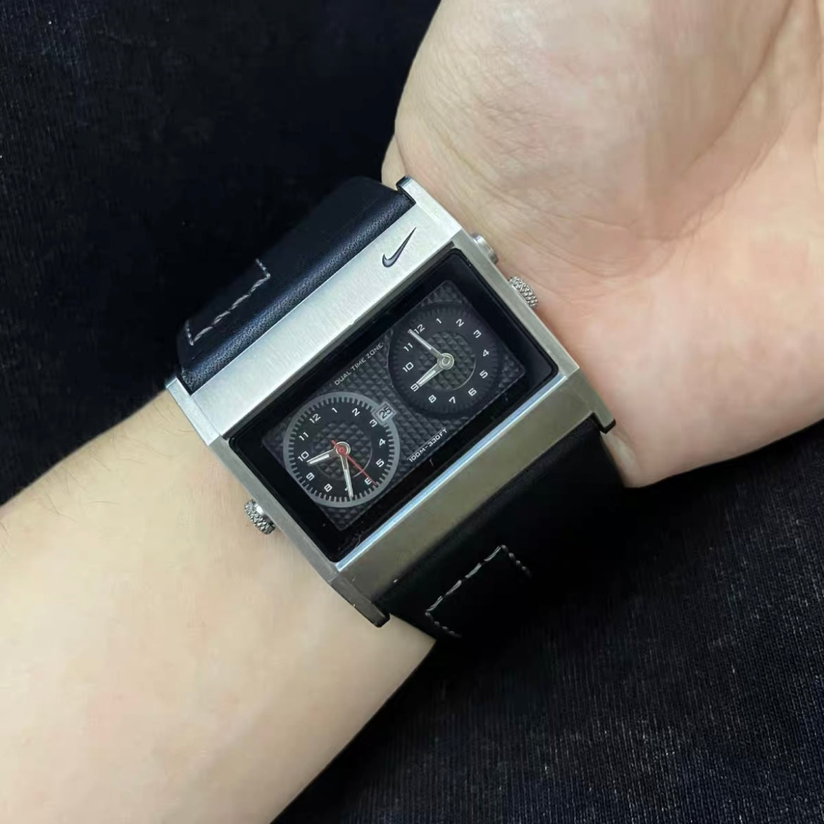 Nike Oregon WA0054 – Rare Men’s Double Analog Stainless Steel & Leather Watch