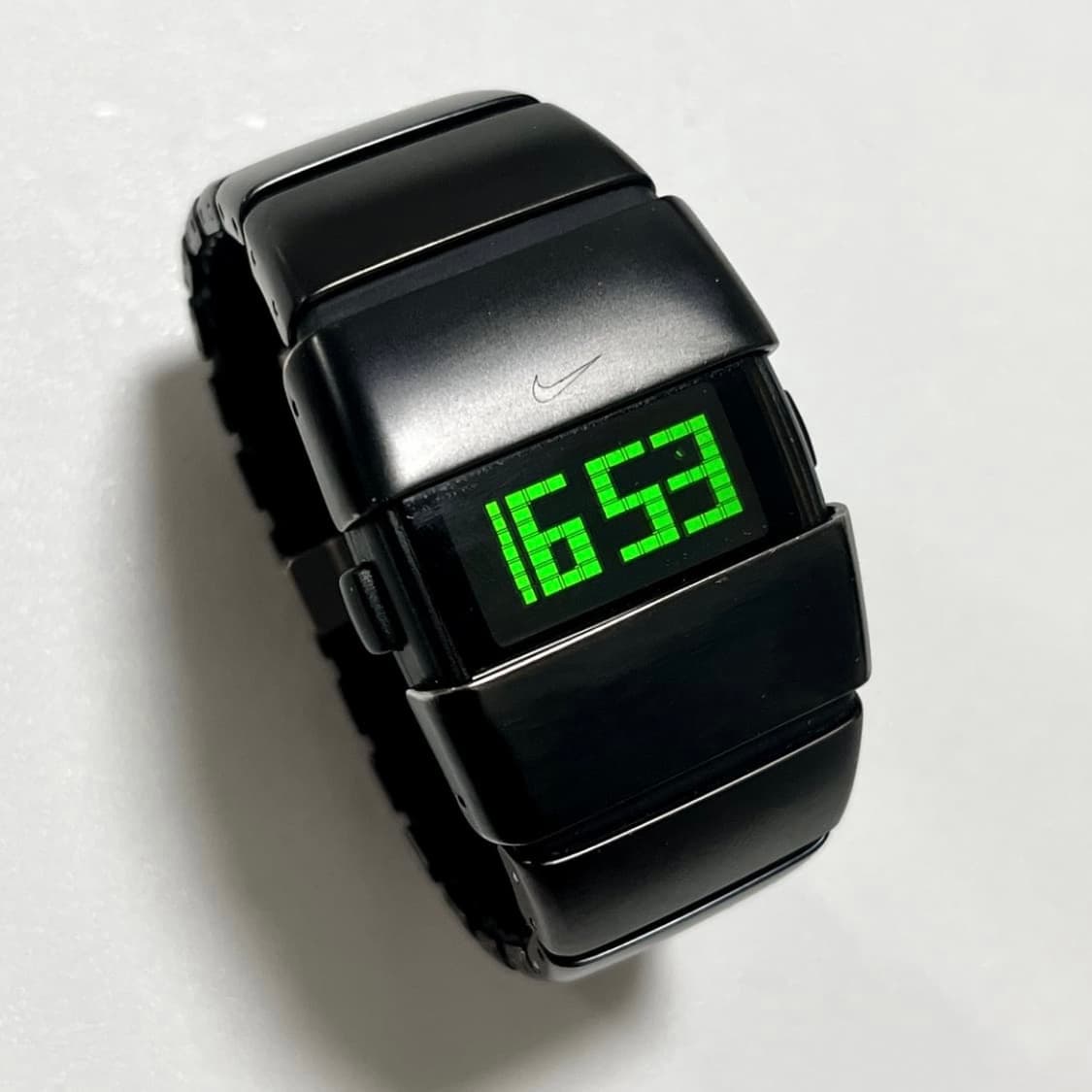 Early 2000's Nike D-Line Black Stainless-Steel Digital Watch