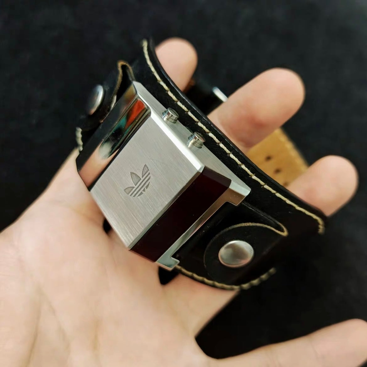 Adidas Driver’s Blood Screen LED Watch – Rare Leather Strap Version (Limited Edition)